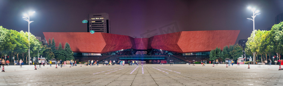 武汉城市全景夜晚全景辛亥革命纪念馆全景摄影图配图