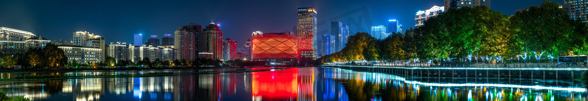 水果湖摄影照片_武汉城市建筑夜晚建筑群水果湖全景摄影图配图