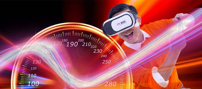 电商光效旋转摄影照片_VR虚拟赛车游戏摄影图未来科技