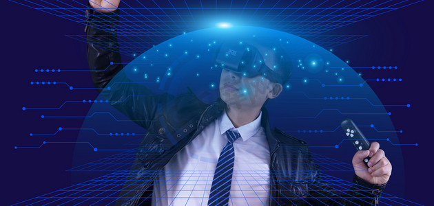 男性人VR体验虚拟科技摄影图科技互联