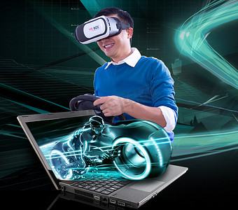VR虚拟赛车游戏摄影图未来科技