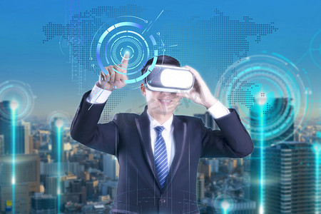 城市科技合成图VR眼镜摄影图智慧城市