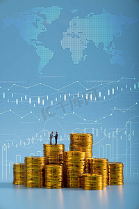 金融摄影照片_金融商务微缩创意蓝色背景摄影图配图科技金融摄影图科技金融