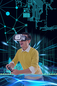 未来科技城市摄影照片_VR创意虚拟未来科技摄影图未来科技