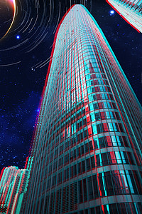 星空高楼摄影图现代建筑