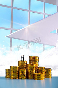 金融商务微缩创意蓝色背景摄影图配图科技金融摄影图科技金融
