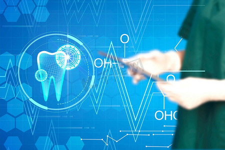 女医师医生手拿平板动作手势医学研究摄影图医学研究