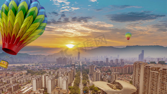 柳州摄影照片_落日城市风光城市天际线摄影图城市天际线