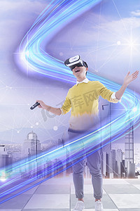 VR创意科技智能穿戴体验摄影图未来科技