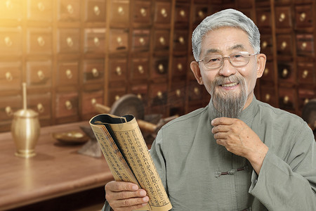 中医养生中医捋胡子摄影图中医养生