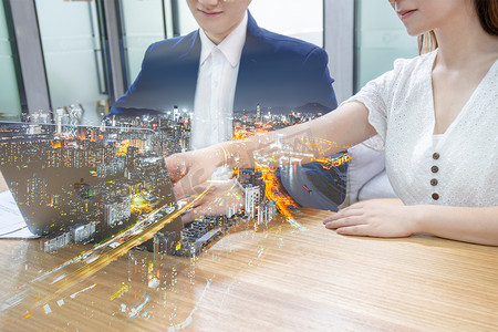 商务办公讨论场景摄影图办公场所