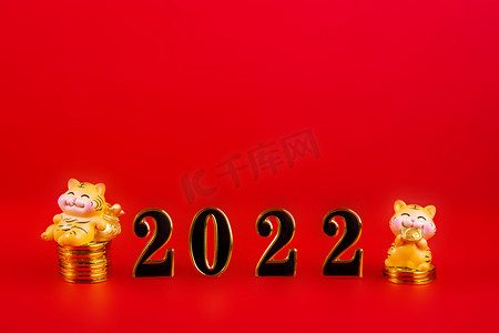 财神指定让你发财摄影照片_新年春节2022老虎摆件摆放摄影图配图