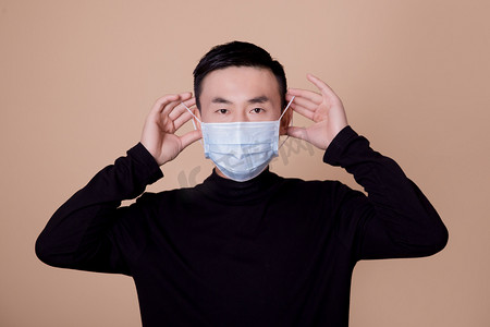感冒生病防疫病毒戴口罩摄影图配图