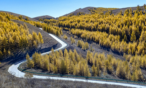 山村公路秋色上午公路秋季素材摄影图配图