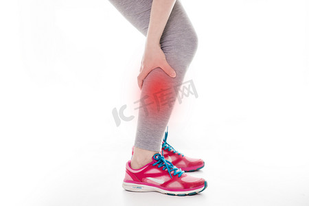 女性疼痛腿疼损伤肌肉摄影图配图