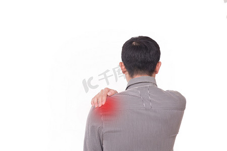 肩周炎人物男性疼痛关节摄影图配图