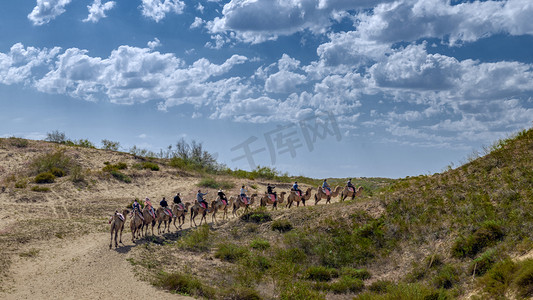 沙漠骆驼摄影摄影照片_沙漠驼队上午驼队秋季素材摄影图配图