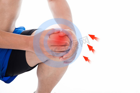 关节风湿疼痛摄影照片_膝盖疼痛男性难受关节摄影图配图