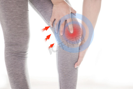 疼痛关节风湿女性膝盖摄影图配图