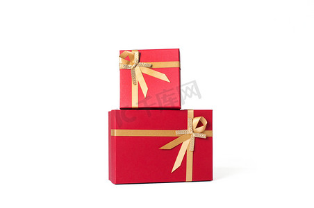 纯底实物摄影照片_电商产品礼物盒纯底实物小商品红色礼物盒摄影图配图