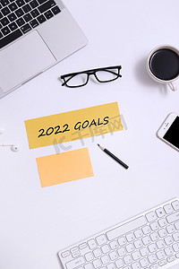 2022目标愿望清单桌面咖啡摄影图配图