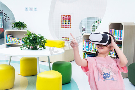 人工智能VR互动VR眼镜科技人像体验摄影图配图