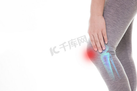 膝盖关节炎症疼痛女性摄影图配图