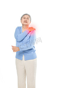 老年人亚健康肩周炎颈椎痛肩膀痛摄影图配图