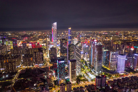 广州cbd中轴线摄影照片_广州城市中轴线夜景夜晚科技城市摄影图配图
