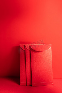 春节红包过年红包红色喜庆背景发红包摄影图配图