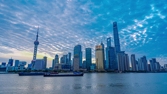 震撼上海北外滩城市日出风光