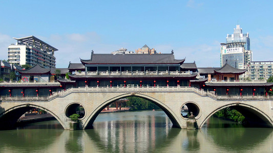 洱海廊桥摄影照片_成都安顺廊桥古建筑风格