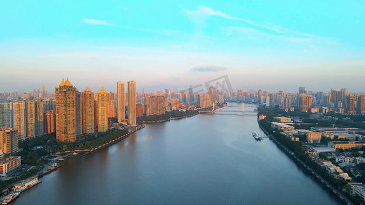 广州珠江一带城市群天际线