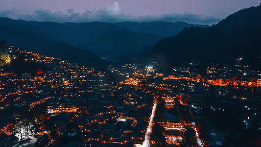 震撼贵州千户苗寨夜景万家灯火