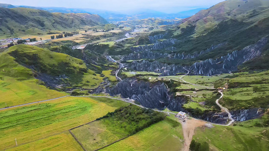 四川航拍摄影照片_航拍甘孜墨石公园风景区