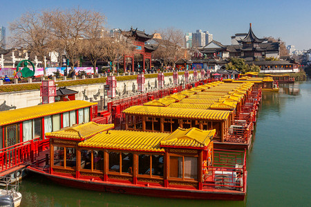 南京夫子庙秦淮河游船摄影图配图