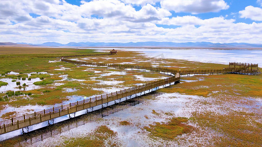 缘定大自然摄影照片_航拍甘肃尕海则岔自然保护区自然风光