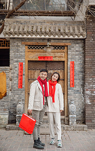 春节人像情侣过年春联虎年春节摄影图配图