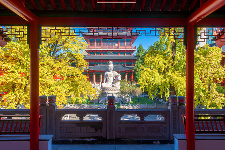 古代建筑摄影照片_南京毗卢寺秋景摄影图配图