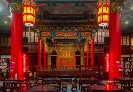 南京博物院摄影照片_南京博物院非遗文化老茶馆戏楼摄影图配图