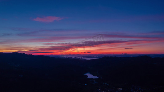 云贵高原摄影照片_航拍云贵高原山川云海朝霞风景祖国山河风光