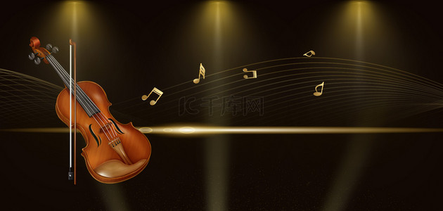 音乐会小提琴黑色大气简约