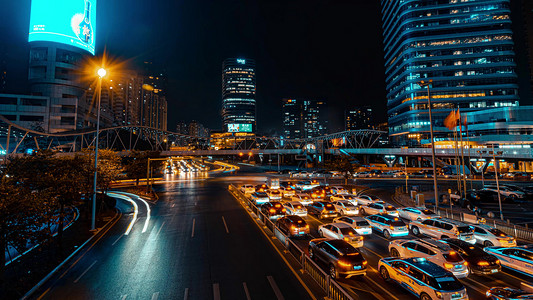 城市繁华夜景车流