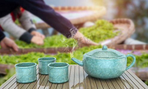 茶杯背景茶茶杯创意合成创意合成摄影图配图