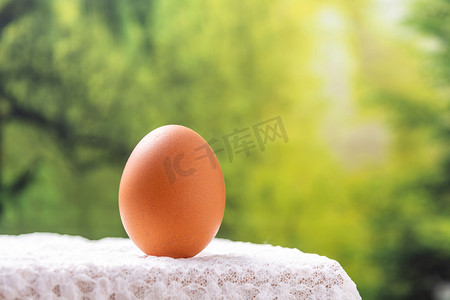 节气春分一个鸡蛋木桌竖立摄影图配图