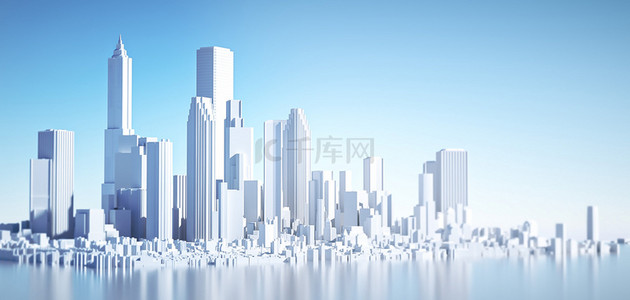 城市建筑商务背景白色C4D