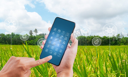 ai人工智能手机摄影照片_农业科技触控科技手机合成合成摄影图配图