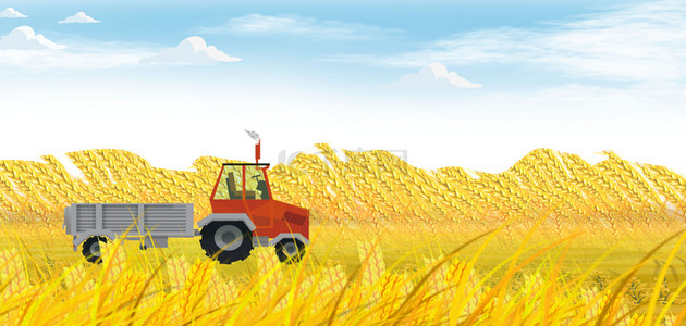 三农稻田黄色简约背景