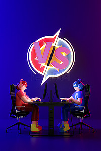 电竞对战红蓝pk立体海报背景
