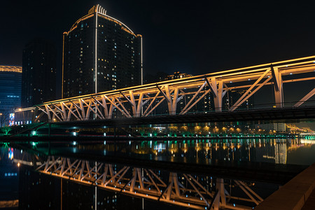 天津海河狮子林桥和城市建筑摄影图配图